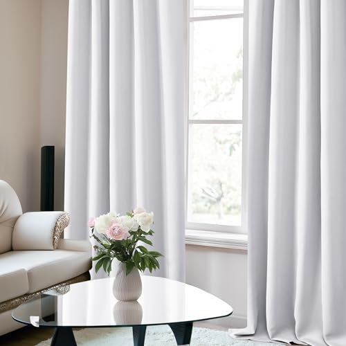 Deconovo Blackout Curtain Panels for Kids Bedroom Room Darkening Back Tab and Rod Pocket Curtains 42Wx72L Inch Greyish White 2 Panels - Image 5