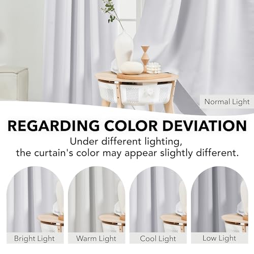 Deconovo Blackout Curtain Panels for Kids Bedroom Room Darkening Back Tab and Rod Pocket Curtains 42Wx72L Inch Greyish White 2 Panels - Image 3