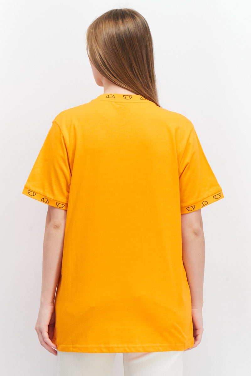 Ellesse قمصان تدريب قصيرة الأكمام للنساء، برتقالي/أسود - Image 3