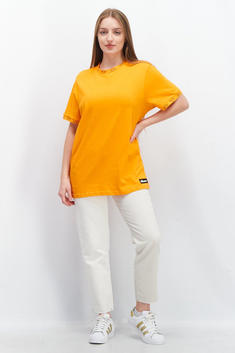 Ellesse قمصان تدريب قصيرة الأكمام للنساء، برتقالي/أسود - Image 4