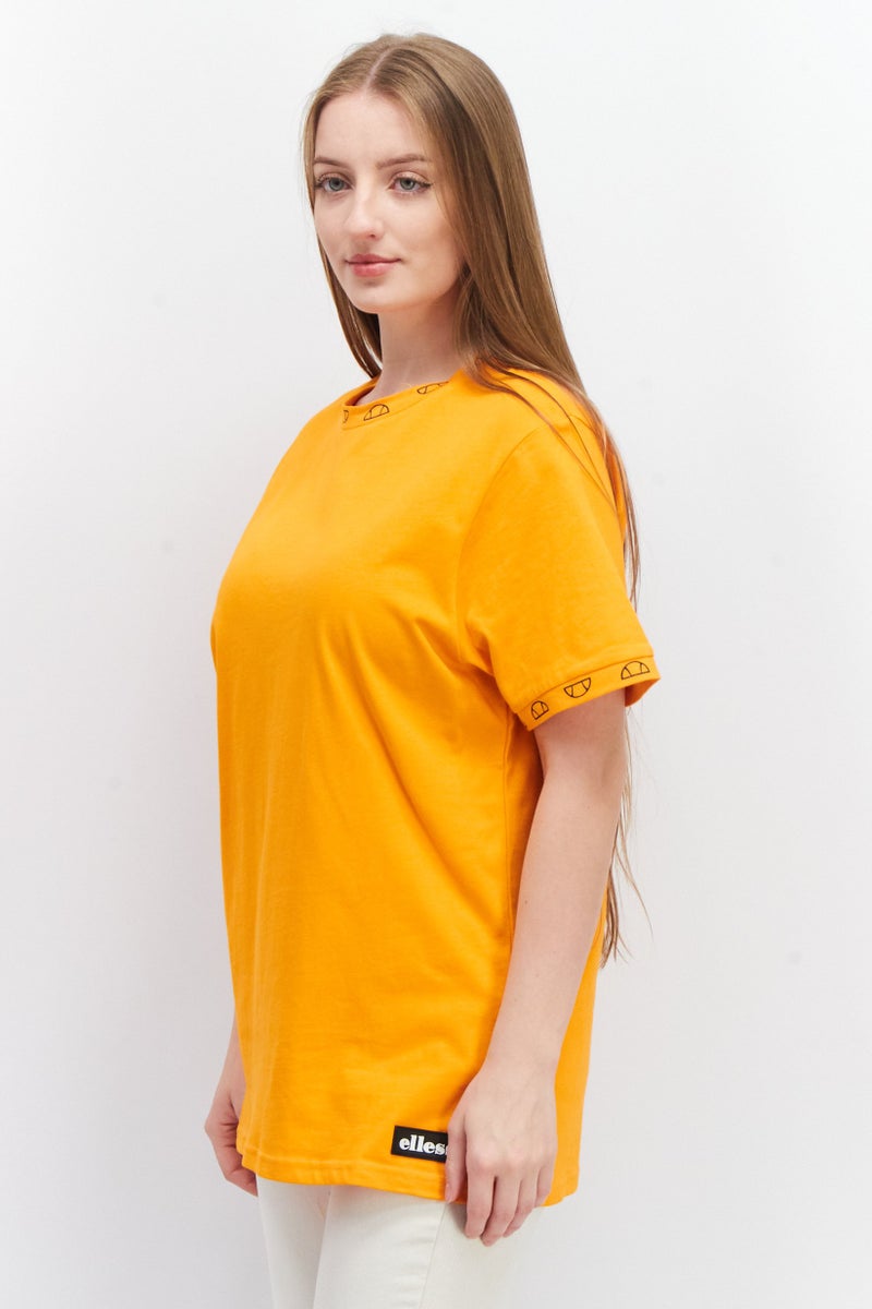 Ellesse قمصان تدريب قصيرة الأكمام للنساء، برتقالي/أسود - Image 2