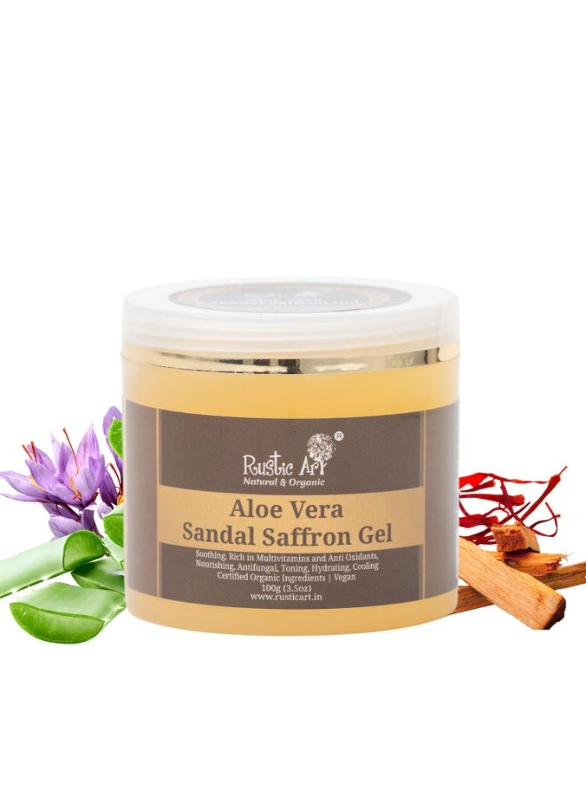 راستيك أرت جل الصبار العضوي من روستيك آرت، بنكهة الزعفران وخشب الصندل، مع النياسيناميد | عناية تجميلية تقليدية | بشرة متألقة | للأطفال، والنساء، والرجال | ١٠٠ غرام - Image 5