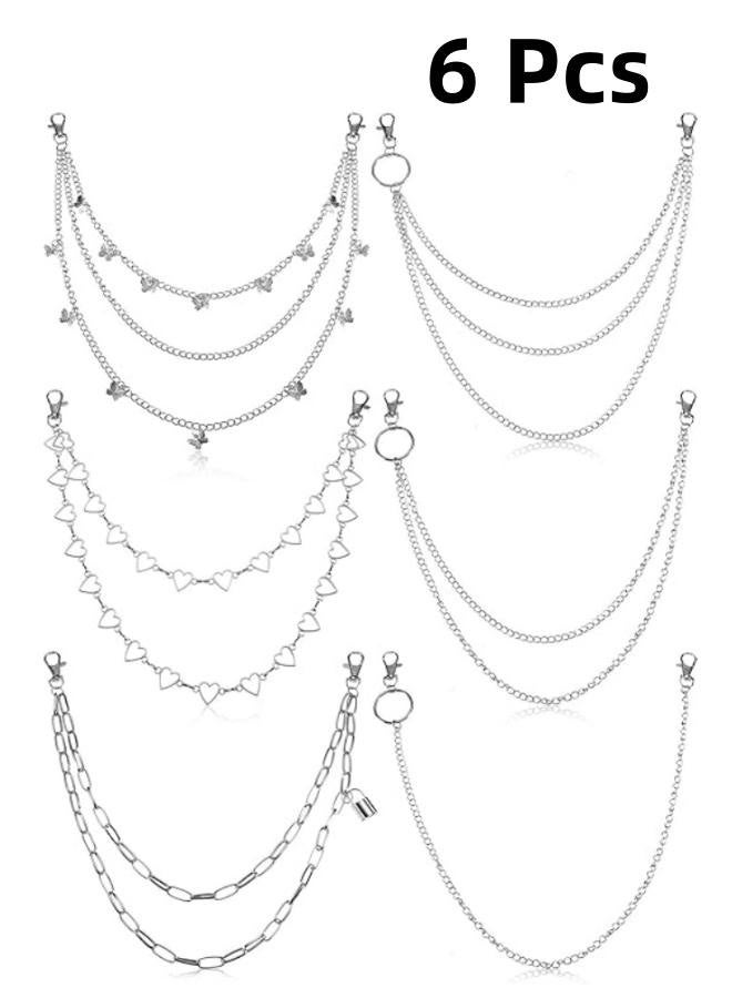 6 قطع من حزام سلسلة الجينز وجيب الخصر والسراويل وسلاسل الحزام وإكسسوارات البانك وسلسلة الجسم والبطن والقوط للنساء والرجال - Image 1