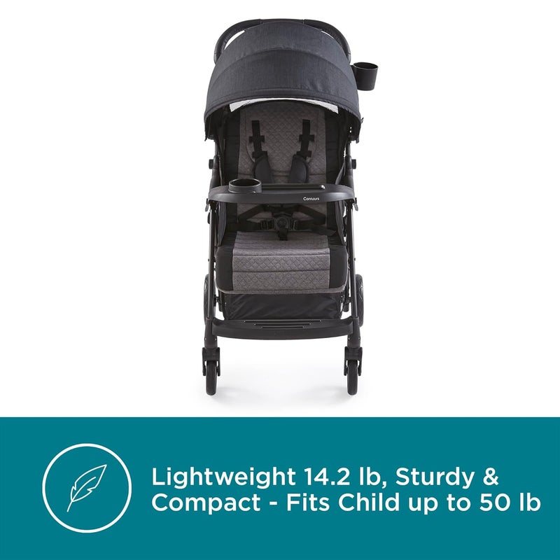 Contours Quick Elite Baby Stroller Lightweight Compact Travel Stroller Toddler Stroller Infant Car Seat Compatibility MultiPosition Seat Recline Sun Canopy 5Point Safety Harness Eclipse Black - Image 3