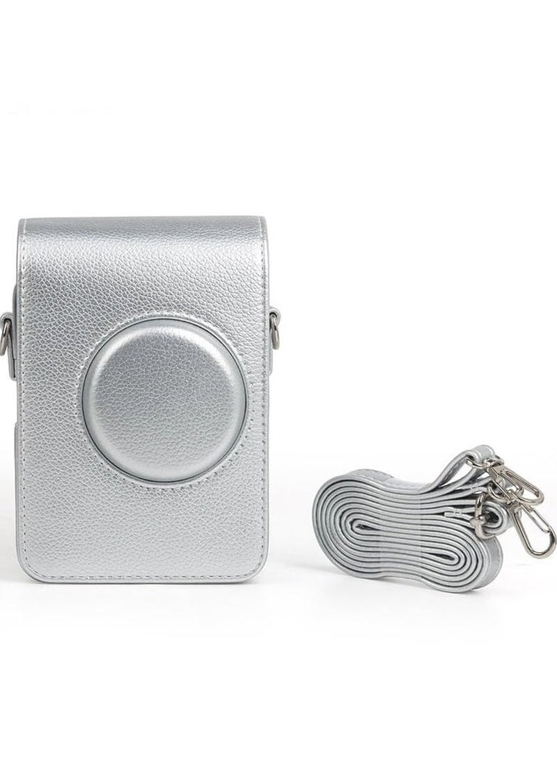 Generic Protective Case for Fujifilm Instax Mini EVO Instant Camera PU Leather Storage Bag with Adjustable Shoulder Strap(Silver)  - Image 1