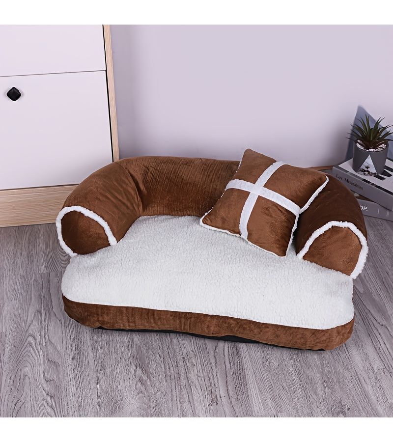 Washable Winter Pet Sofa Bed Burgundy 60x40 Inch Comfort Mat For Dogs Cats - Image 5