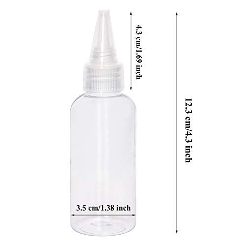 PENTA ANGEL 2oz Plastic Squeeze Bottles 8Pcs Small Clear Empty Squirt Bottle with Leak-proof Top Caps for Paint Art Lotion Glue Liquids Travel and Crafts - Image 2