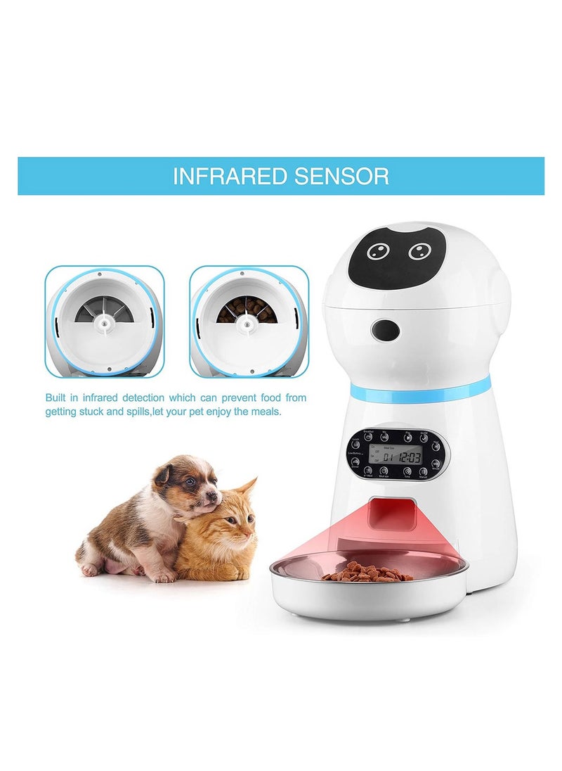 Cool Baby COOLBABY 3.5L Automatic Pet Feeder Dog Cat Feeders 10s Voice Recorder Smart Food Dispenser with Stainless Steel Food Bowl for Cats and Dogs Programmable Timer  - Image 4