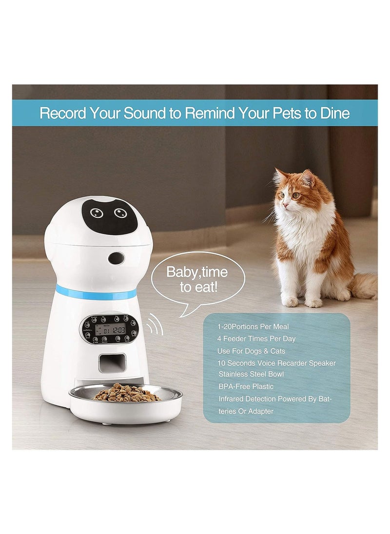 Cool Baby COOLBABY 3.5L Automatic Pet Feeder Dog Cat Feeders 10s Voice Recorder Smart Food Dispenser with Stainless Steel Food Bowl for Cats and Dogs Programmable Timer  - Image 3