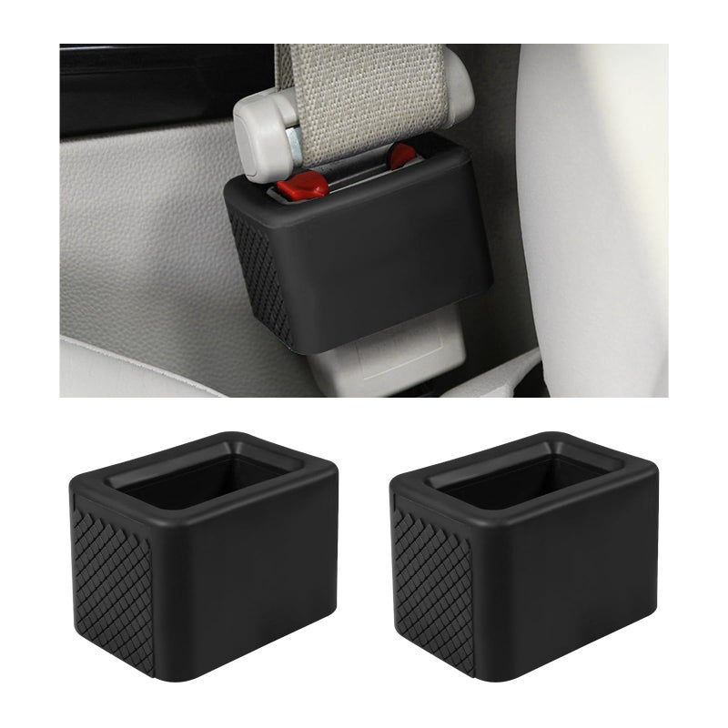 Yourkar 2 PCS Seat Belt Buckle Holder NonSlip Silicone Seatbelt Buckle Booster for Kids Elders Seat Belt Holder Buckle Fixer for Easy Access Upright Buckling Car Accessories Black - Image 3