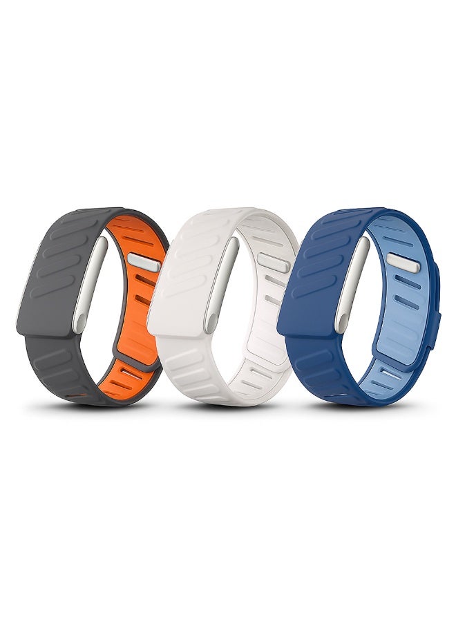 O Ozone (Pack of 3) Silicone Sport Bands for Whoop MG Band – Adjustable,Breathable, Waterproof Replacement Wrist Strap for Men & Women | Comfortable & Durable Fitness Bands- Beige/Grey/Dark Blue - Image 1