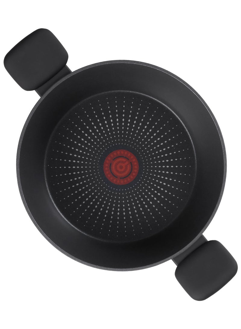 ايست من نون 24 cm Aluminium Non-Stick Casserole with Tempered Glass Lid, Ergonomic Plastic Handles, Dishwasher Safe, Suitable for Gas, Electric, and Ceramic Stoves, PTFE/PFOA-Free - Black - Image 3