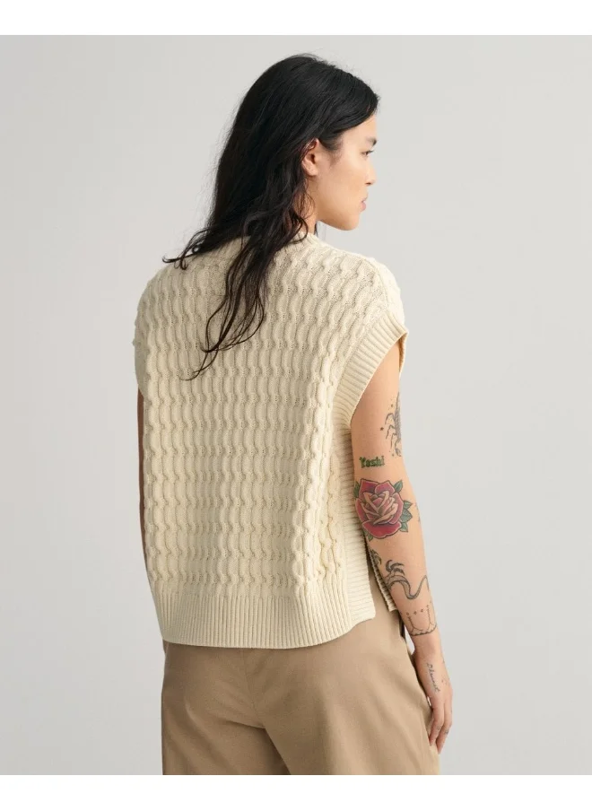 غانت Gant Textured Cotton Crew Neck Vest