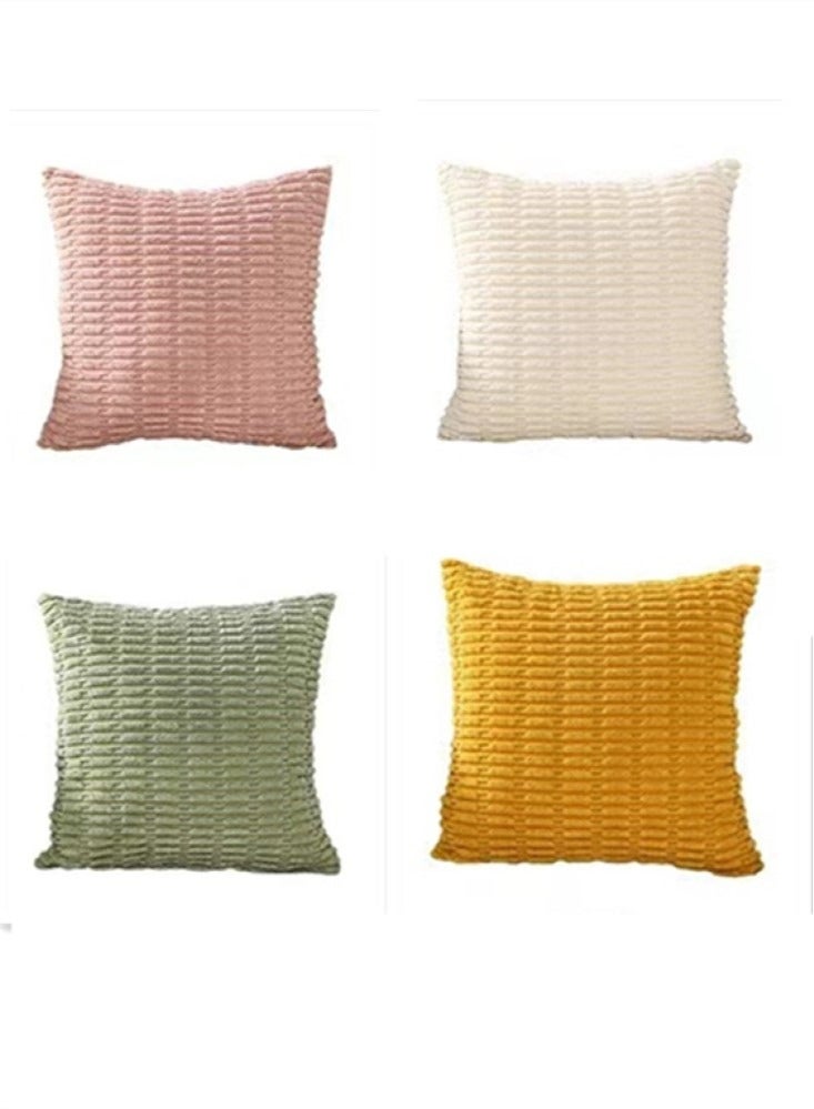 Kutis 4-Piece Decorative Cushion Cover Pillow Cases Corduroy Multicolor 45x45 Centimeter  - Image 1