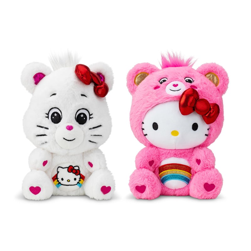 Care Bears Hello Kitty Loves Cheer Bear 10" Collectible Plush 2-Pack - Soft, Huggable Material! - Image 2