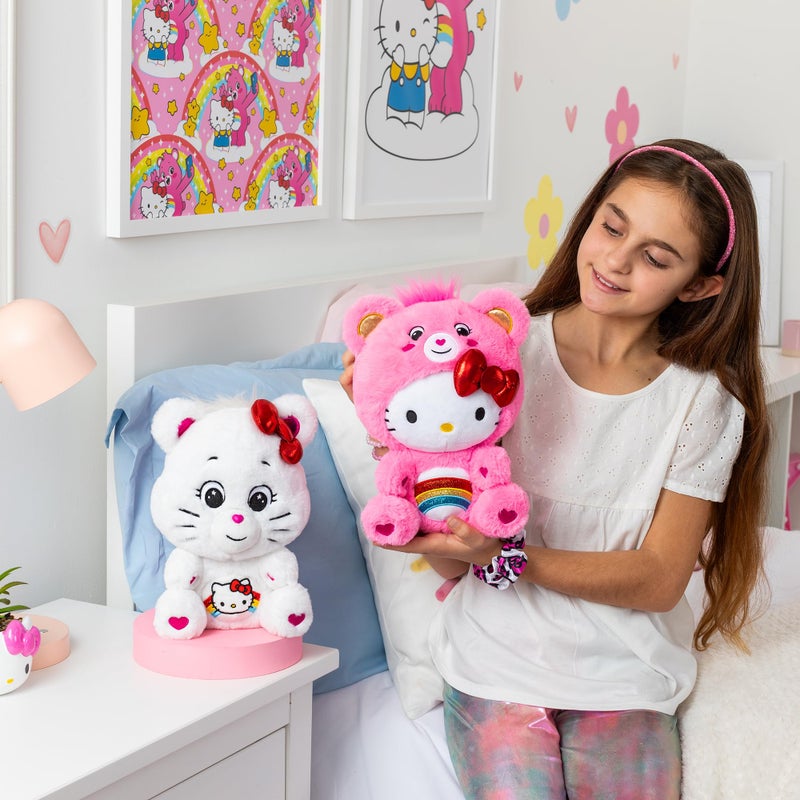 Care Bears Hello Kitty Loves Cheer Bear 10" Collectible Plush 2-Pack - Soft, Huggable Material! - Image 3