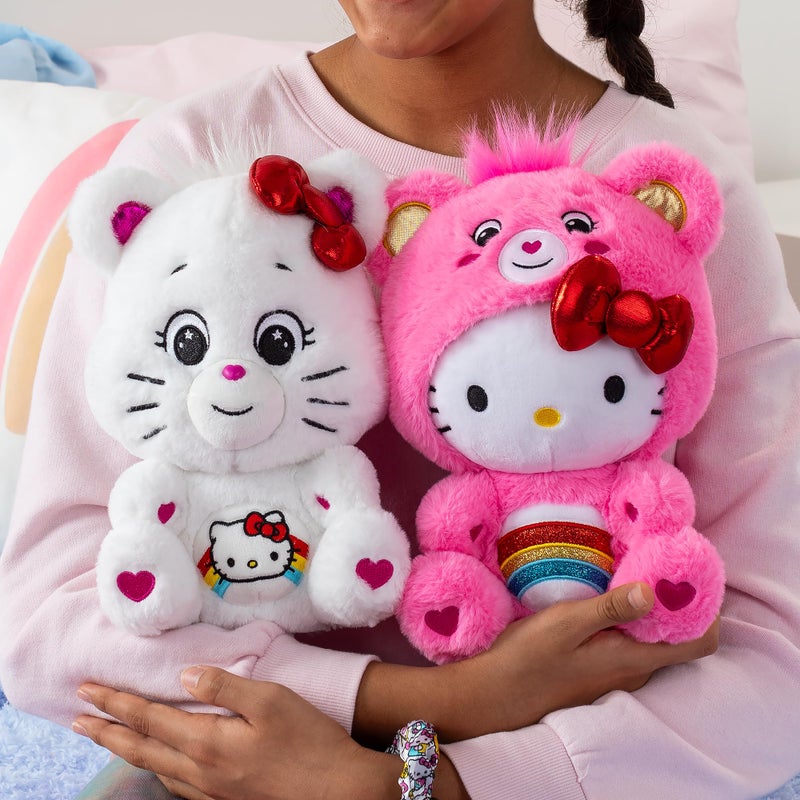 Care Bears Hello Kitty Loves Cheer Bear 10" Collectible Plush 2-Pack - Soft, Huggable Material! - Image 4