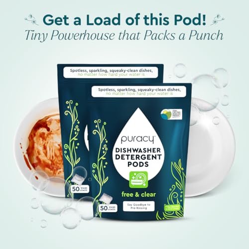 Puracy Dishwasher Pods, Natural Dishwasher Detergent, Free & Clear Dish tabs - Enzyme-Powered, Spot & Residue Free - TikTok Trend Items, Must Haves from TikTok Made Me Buy It (Free & Clear, 100 Count) - Image 2