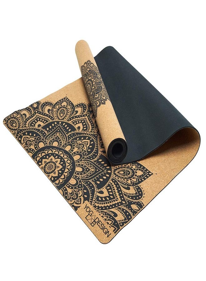 YOGA DESIGN LAB | The Cork Yoga Mat | Eco Luxury | Ideal for Hot Yoga, Power, Bikram, Ashtanga, Sweaty Workouts | Studio Quality | Includes Carrying Strap! (Mandala Black, 1.5mm) - Image 1