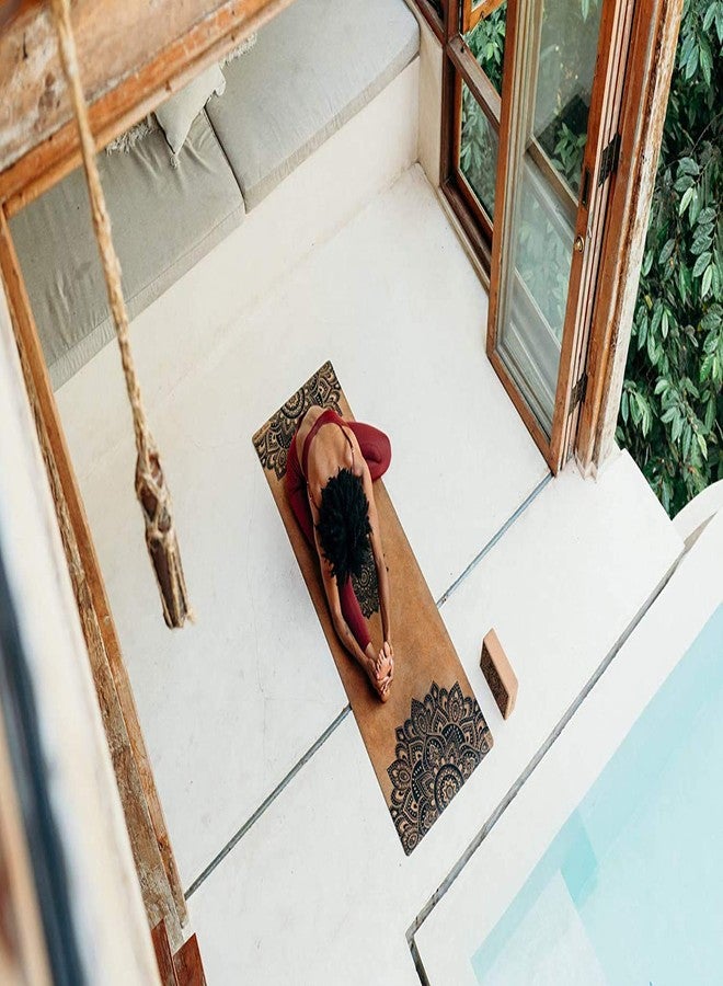 YOGA DESIGN LAB | The Cork Yoga Mat | Eco Luxury | Ideal for Hot Yoga, Power, Bikram, Ashtanga, Sweaty Workouts | Studio Quality | Includes Carrying Strap! (Mandala Black, 1.5mm) - Image 5