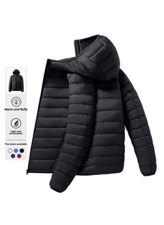 Stylish Mens Short Cotton Outerwear Black hooded [brand special clearance]]