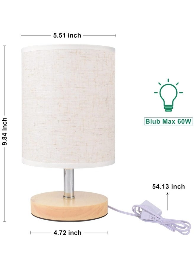 Generic - Bedroom Small Table Lamp - Bedside Table Bedside Lamp, Simple Solid Wood Bedside Table Lamp With Square Fabric Lamp Shade, Children's Room Living Room Office Dormitory Desk Reading Lamp White 25x14x12 - Image 1
