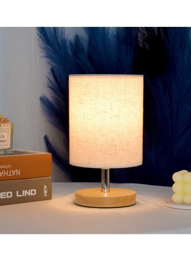 Generic - Bedroom Small Table Lamp - Bedside Table Bedside Lamp, Simple Solid Wood Bedside Table Lamp With Square Fabric Lamp Shade, Children's Room Living Room Office Dormitory Desk Reading Lamp White 25x14x12 - Image 1