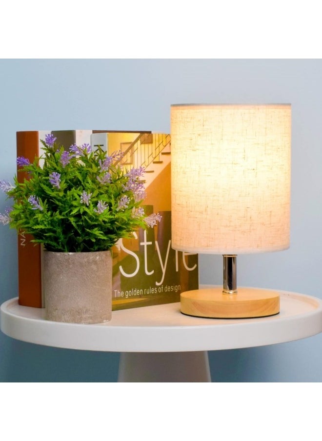 Generic - Bedroom Small Table Lamp - Bedside Table Bedside Lamp, Simple Solid Wood Bedside Table Lamp With Square Fabric Lamp Shade, Children's Room Living Room Office Dormitory Desk Reading Lamp White 25x14x12 - Image 1