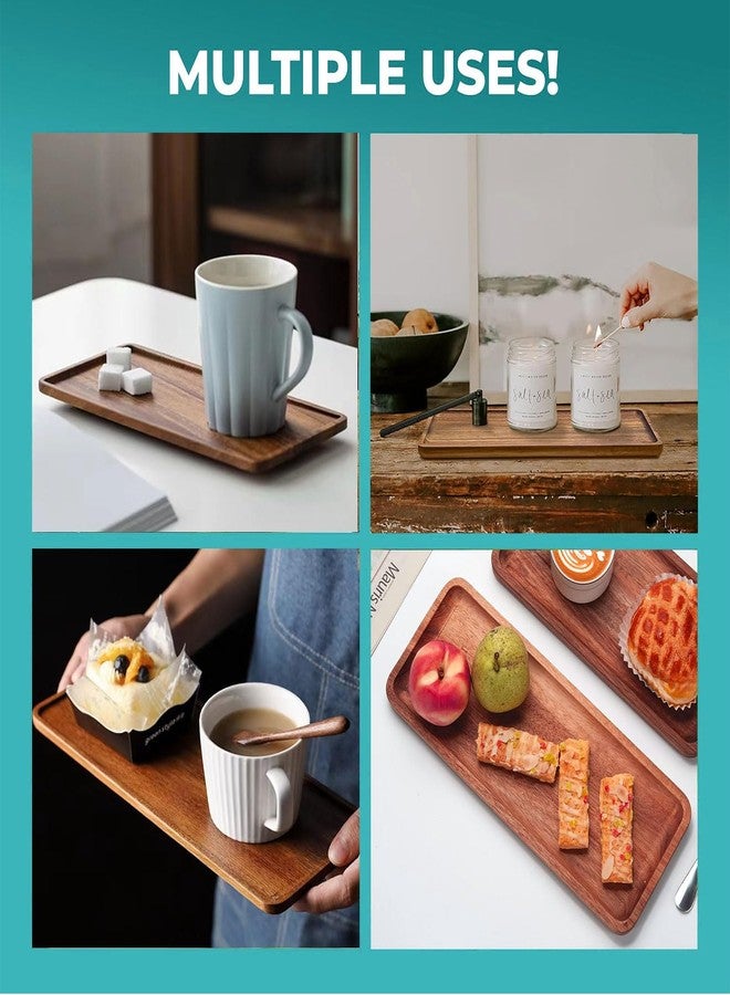 Linwnil 13.8 X 5.5in Solid Acacia Wood Serving Trays Rectangular Wooden Serving Platters for Home Decor, Charcuterie Board,Bathroom Vanity Counter Tray, Toilet Tank Tray (1) - Image 5