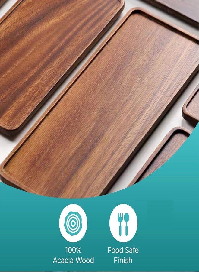 Linwnil 13.8 X 5.5in Solid Acacia Wood Serving Trays Rectangular Wooden Serving Platters for Home Decor, Charcuterie Board,Bathroom Vanity Counter Tray, Toilet Tank Tray (1) - Image 3