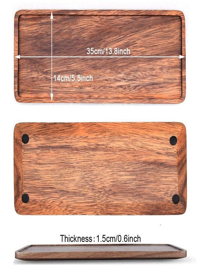 Linwnil 13.8 X 5.5in Solid Acacia Wood Serving Trays Rectangular Wooden Serving Platters for Home Decor, Charcuterie Board,Bathroom Vanity Counter Tray, Toilet Tank Tray (1) - Image 2