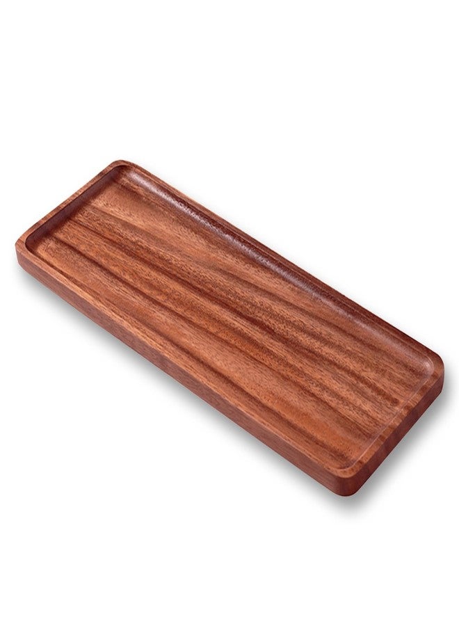 Linwnil 13.8 X 5.5in Solid Acacia Wood Serving Trays Rectangular Wooden Serving Platters for Home Decor, Charcuterie Board,Bathroom Vanity Counter Tray, Toilet Tank Tray (1) - Image 1
