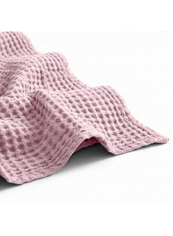Relax Egyptian cotton Waffle throw blanket,ultra-soft & lightweight with an elegant woven design ,king size 255x225 cm ,Pink Color - Image 4