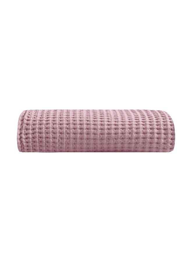 Relax Egyptian cotton Waffle throw blanket,ultra-soft & lightweight with an elegant woven design ,king size 255x225 cm ,Pink Color - Image 5