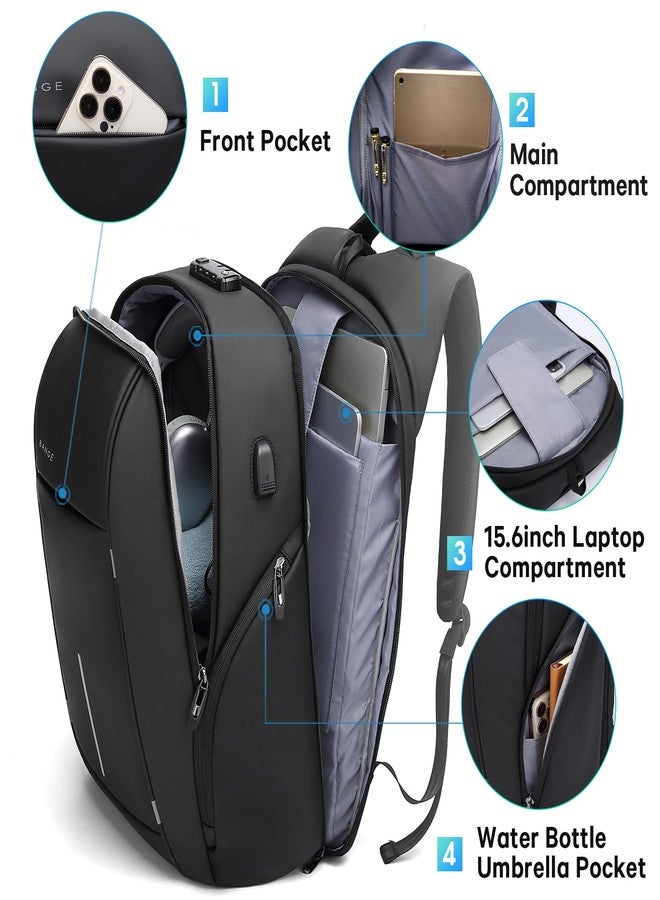 بانجي حقيبة ظهر للسفر من بانج لأجهزة الكمبيوتر المحمولة مقاس 15.6 بوصة، حقائب ظهر خفيفة الوزن للعمل للرجال، حقيبة ظهر أنيقة للاستخدام اليومي للرجال والنساء - Image 3