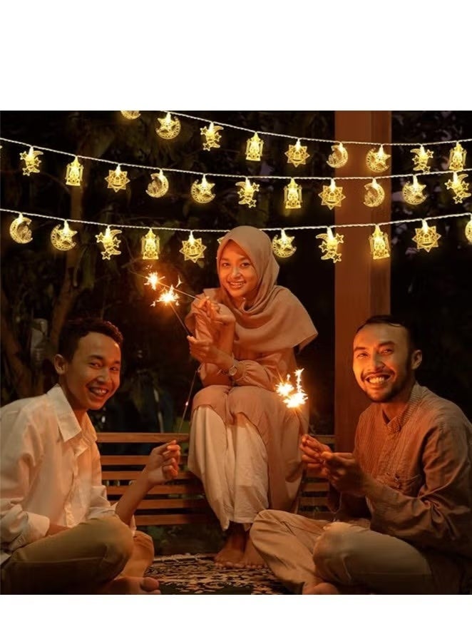 ضواء خيطية رمضانية بتصميم هلال ونجوم (3 أمتار - 20 مصباح LED) تعمل بالUSB - إضاءات تزيينية لعيد الفطر ورمضان - Image 5