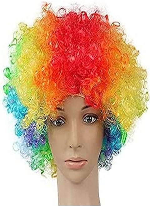 Generic Halloween Clown Disco and Fans - Multicolored Wig