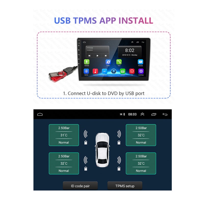 نظام مراقبة ضغط الإطارات TPMS اللاسلكي مع 4 حساسات خارجية - Image 4