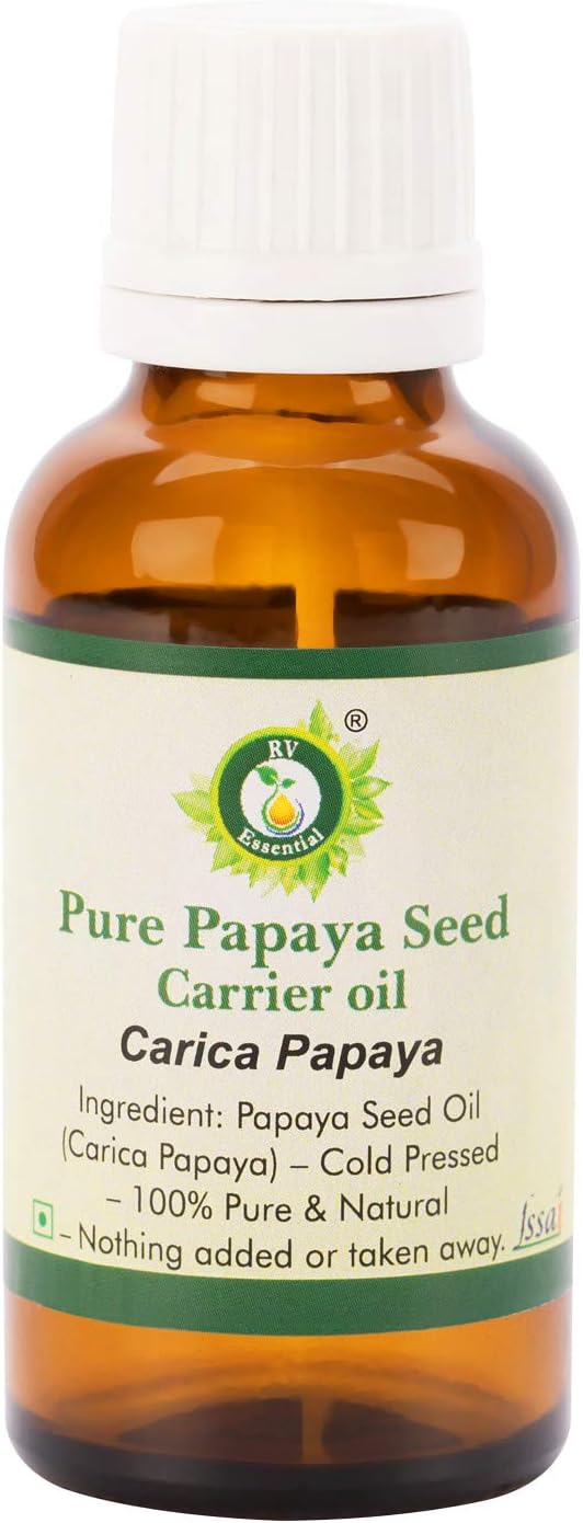 r v essential Papaya Seed Oil  Carica Papaya  for Skin  for Dark Spots Removal  for Body  for Hair  Pure Papaya Seed Oil  100 Pure Natural  Cold Pressed  30ml  101oz by R V Essential 