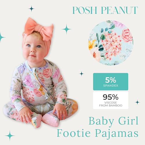 Posh Peanut Baby Girl Pajamas Soft Sleeper Footies Ppook Viscose from Bamboo - Image 3
