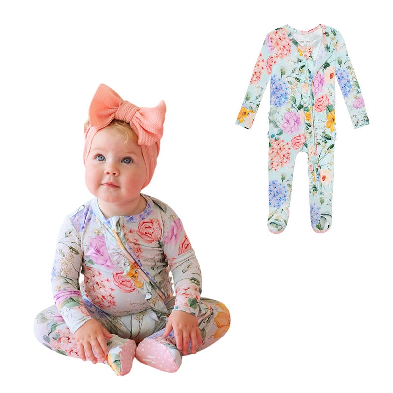 Posh Peanut Baby Girl Pajamas Soft Sleeper Footies Ppook Viscose from Bamboo - Image 2