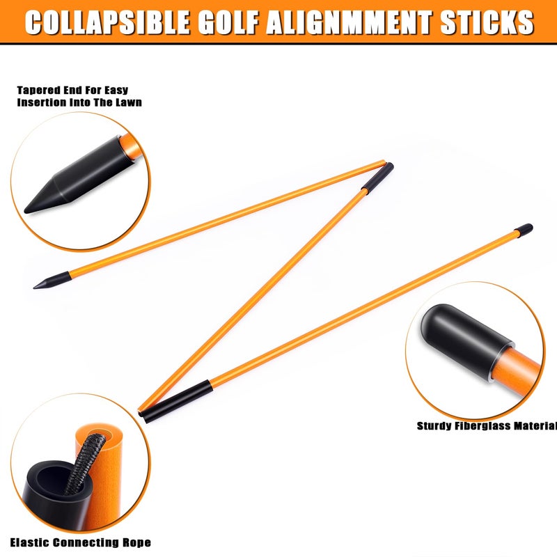 BIRDIEBLAST Professional 2 or 3 or 4 Pack Collapsible Golf Alignment Sticks, Premium 40" Alignment Golf Stick Ideal for Aiming, Putting and Swing Practice - Image 2