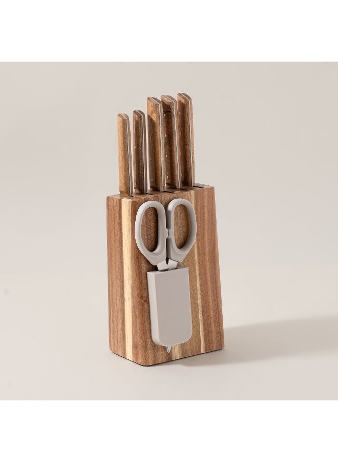 ALBERTO مجموعة كتلة سكاكين خشبية 7 قطع - Image 1