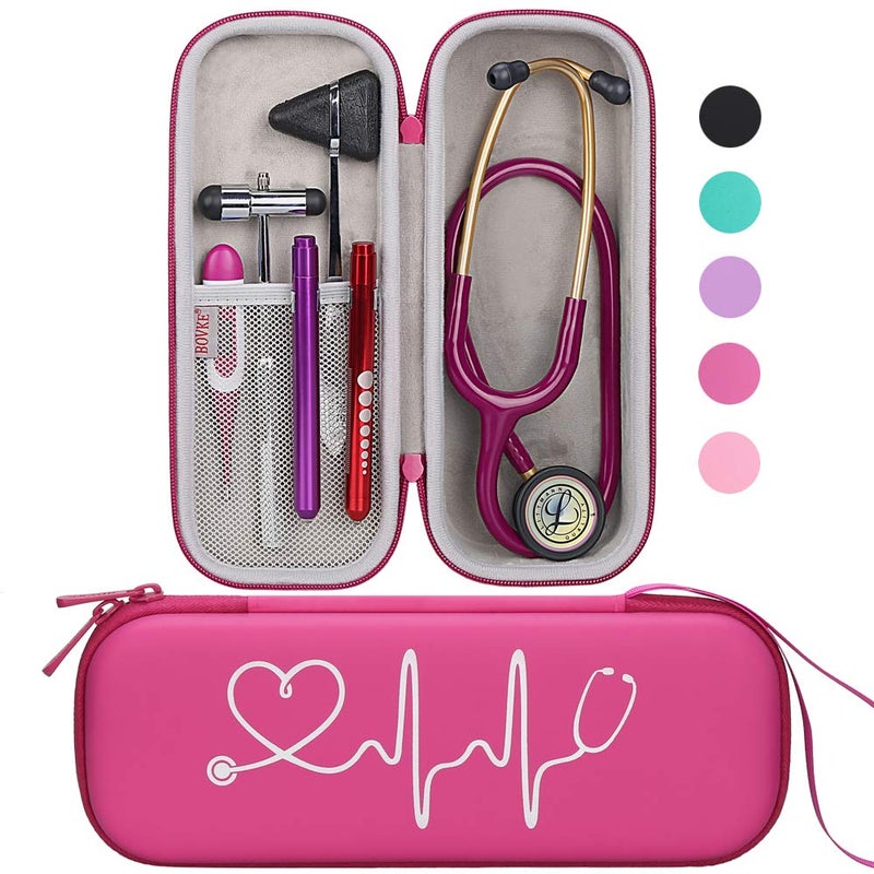 bovke حقيبة سفر BOVKE متوافقة مع سماعات 3M Littmann Classic III وMDF Acoustica Deluxe - مساحة إضافية لمقصات الضمادات الطبية ومقصات الطوارئ وضوء LED، توت بري - Image 1