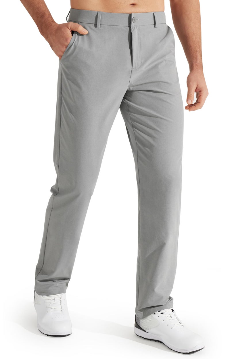 Libin Mens Golf Pants Classic Fit Stretch Work Dress Pants 32" Quick Dry Lightweight Business Casual Trousers Comfort Water Resistant, Light Grey, 32W x 32L - Image 1
