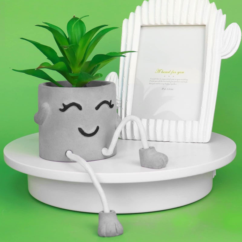 Zerzsy Artificialplant Succulents in Cement Pots with Hanging Leg  Kitchen Shelf Decor Bathroom Shelf Decor Shelf Decor Accents Office Wall Decor - Set of 1 - Image 2