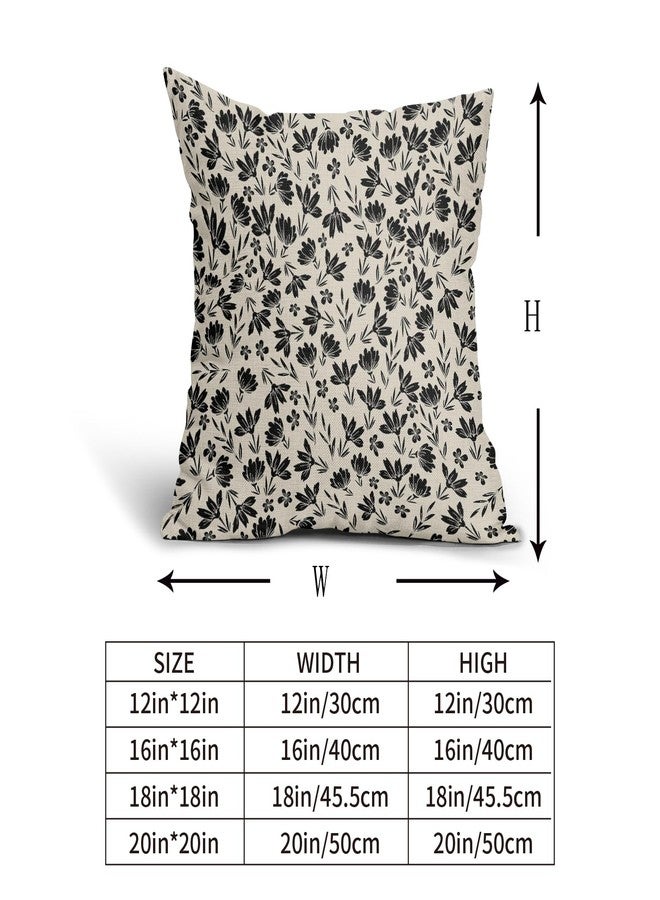 Aytipun Black Floral Pillow Covers 18x18 Set of 2 Vintage Rustic Old Style Cute Small FlowerBlack Cream Print Decorative Outdoor Pillowcases Farmhouse Throw Cushion Case Decor for Couch Sofa Bed - Image 5