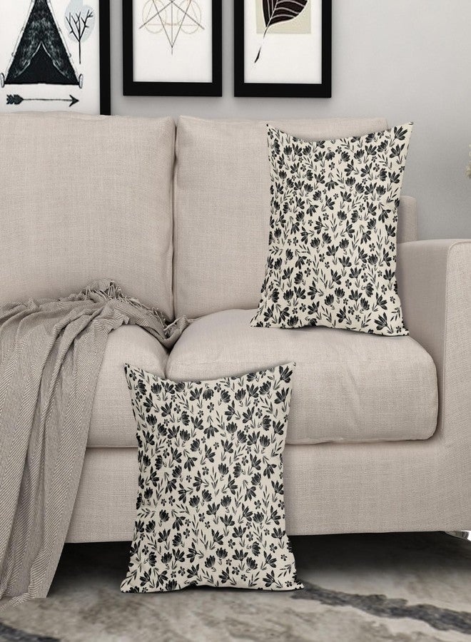Aytipun Black Floral Pillow Covers 18x18 Set of 2 Vintage Rustic Old Style Cute Small FlowerBlack Cream Print Decorative Outdoor Pillowcases Farmhouse Throw Cushion Case Decor for Couch Sofa Bed - Image 3