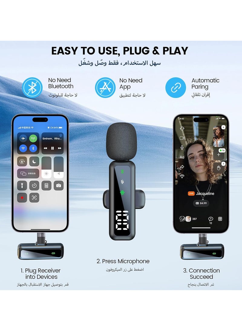 INSIJAM Wireless Lavalier Lapel Microphone for Android/iPhone/Laptop Plug and Play Noise Reduction 2.4GHz Wireless Mic Ideal for Interview Podcast Vlog YouTube Live Streaming (2TX+1RX) - Image 4