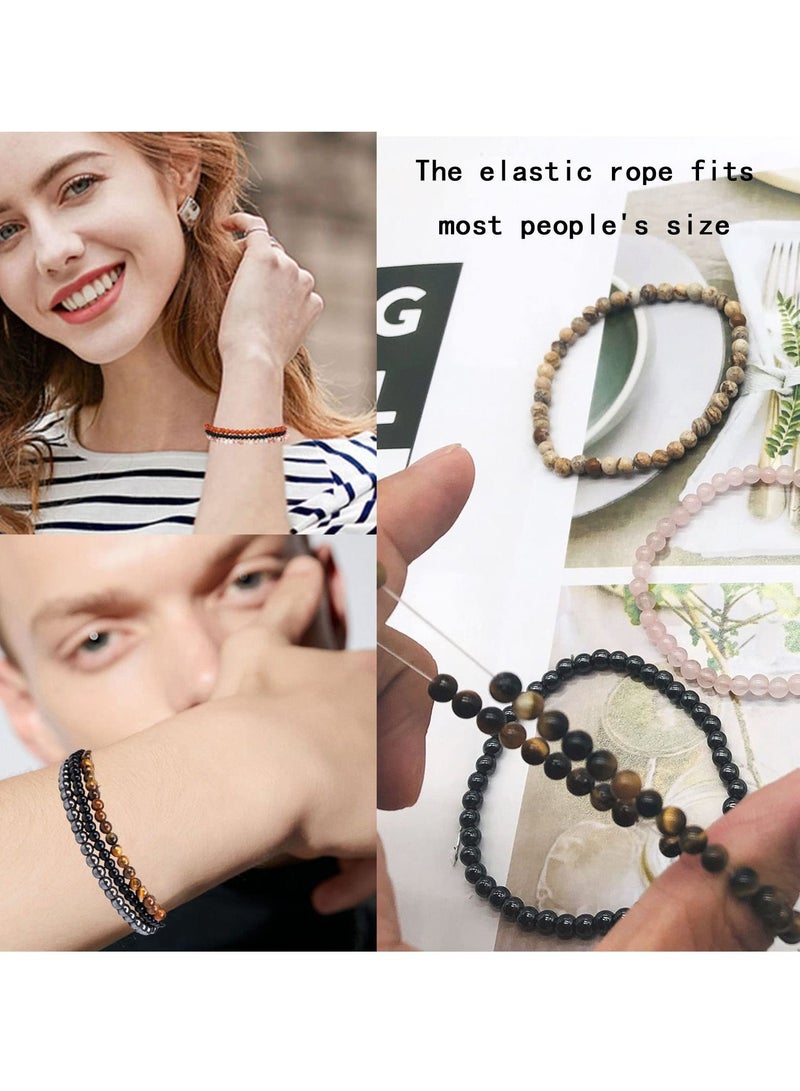 Excefore 6 PCS 4mm Mini Semi - Precious Gemstones, Beaded Bracelets for Women Men Healing Stone Bracelet Crystal, Beaded Bracelet Adjustable Elastic Stretch Bracelet Unisex Jewelry Gifts - Image 2